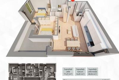 Penthouse cu 3 camere decomandat în UTA - 10