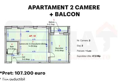 Apartament cu 2 camere în Șelimbăr