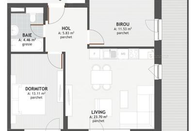 Apartament cu 3 camere semidecomandat în Florești - 7