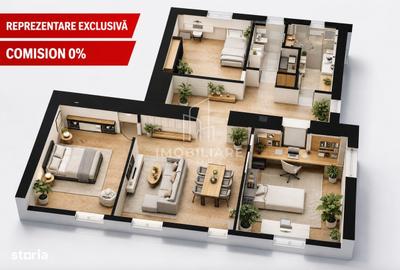 Apartament cu 4 camere în Semicentral