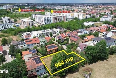 Teren de 964 mp, în Est