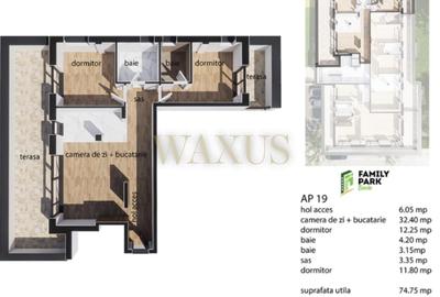 Apartament cu 3 camere semidecomandat în Baciu