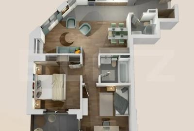 Apartament cu 3 camere semidecomandat în Central