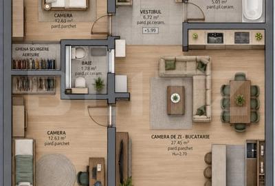 Apartament cu 3 camere decomandat în Tudor