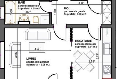 Apartament cu 2 camere decomandat în Central