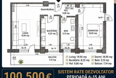 Apartament cu 2 camere în Miroslava
