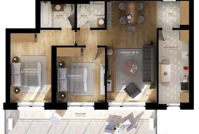 Apartament cu 3 camere decomandat în Tunari - 1