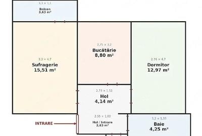 Apartament cu 2 camere decomandat în Răcădău