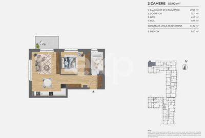 Apartament cu 2 camere semidecomandat în Dâmbul Rotund
