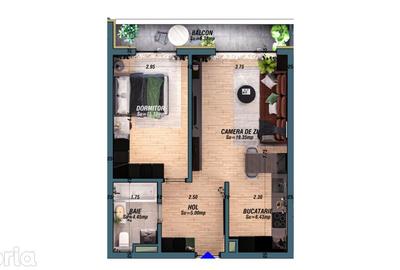 Apartament cu 2 camere în Universității - 14