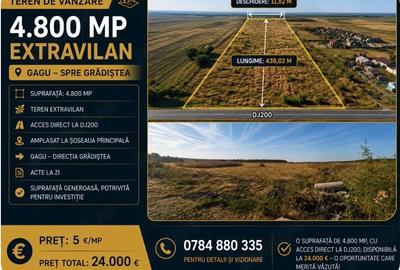 Teren de 4800 mp, în Gagu
