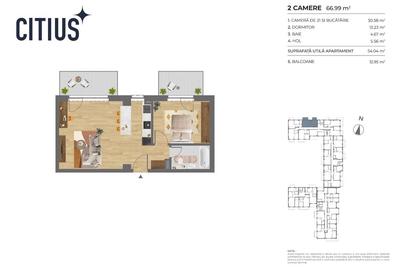 Apartament cu 2 camere decomandat în Exterior Vest - 2