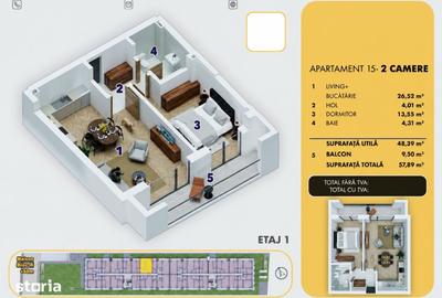 Apartament cu 2 camere în Central