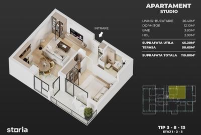 Apartament cu 2 camere în Central