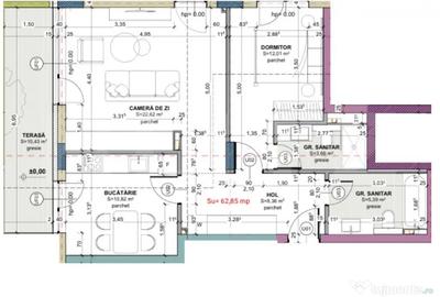 Apartament cu 3 camere semidecomandat în Central