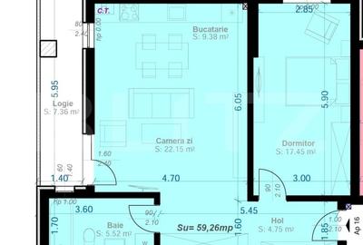 Apartament cu 2 camere semidecomandat în Aradului