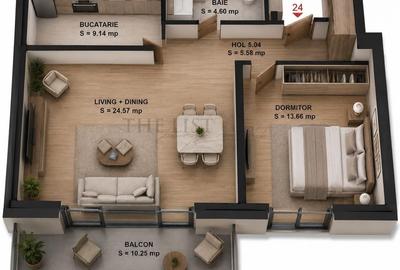 Apartament cu 2 camere decomandat în Mihai Bravu
