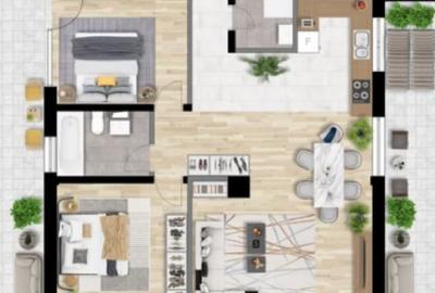 Apartament cu 3 camere decomandat în Între Lacuri