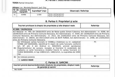 Teren de 1000 mp, în Muntele Băișorii