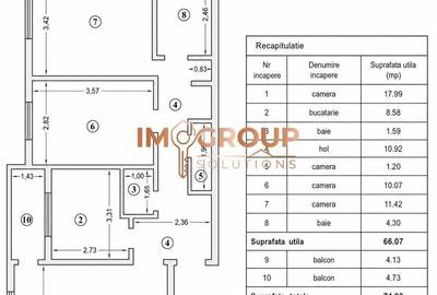 Apartament cu 3 camere decomandat în Nicolina