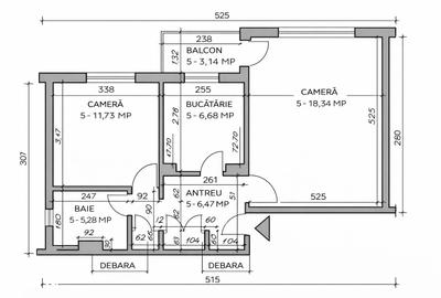 Apartament cu 2 camere decomandat în Nufărul