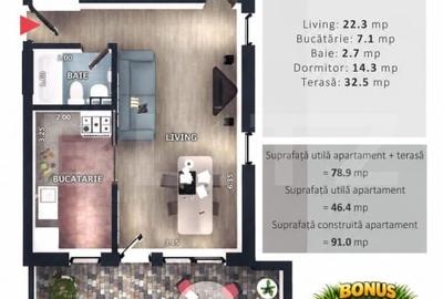 Apartament cu 2 camere decomandat în Florești - 1