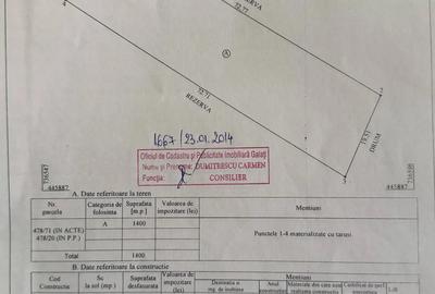 Teren de 1400 mp, în Costache Negri