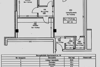 Apartament cu 3 camere semidecomandat în Central