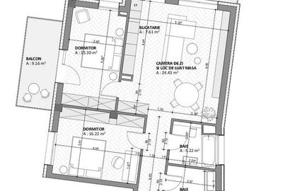 Apartament cu 3 camere decomandat în Central