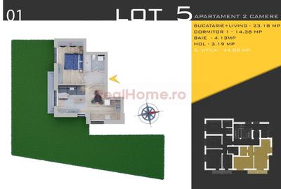 Apartament cu 2 camere în Titan