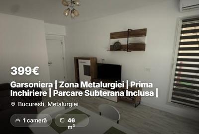 Garsonieră decomandată, mobilată în Metalurgiei