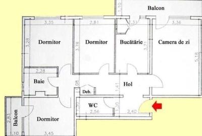 Apartament cu 4 camere decomandat în Republicii