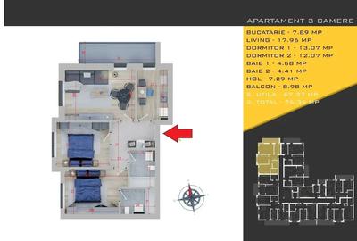 Apartament cu 3 camere decomandat în Titan - 2