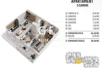 Apartament cu 3 camere decomandat în Centura - 2