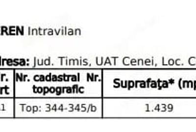 Teren de 1439 mp, în Cenei - 1