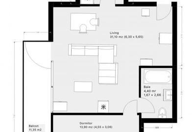 Apartament cu 2 camere semidecomandat, mobilat în Zorilor - 15