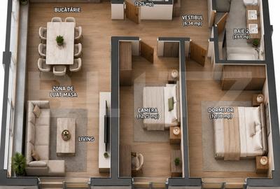 Apartament cu 3 camere decomandat în Tudor