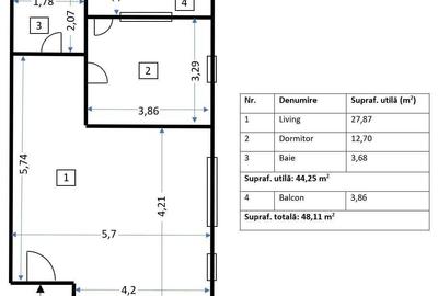 Apartament cu 2 camere semidecomandat în Giurgiului - 2