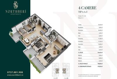 Apartament cu 4 camere decomandat în Băneasa