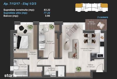 Apartament cu 3 camere în Militari