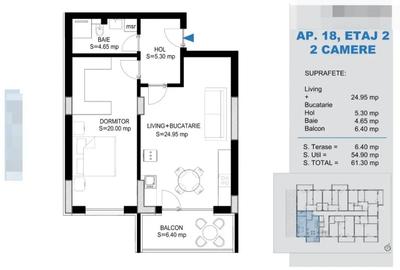 Apartament cu 2 camere semidecomandat în Titan