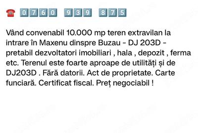 Teren de 10000 mp, în Maxenu