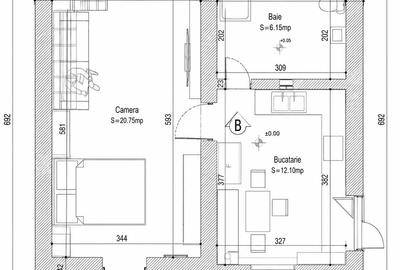 Apartament cu 2 camere semidecomandat în Central - 1