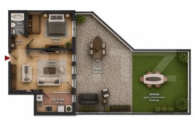 Apartament cu 2 camere semidecomandat în Florești - 1
