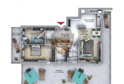Penthouse cu 3 camere decomandat în Tomis Plus - 1