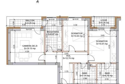 Apartament cu 3 camere în Tractorul - 7