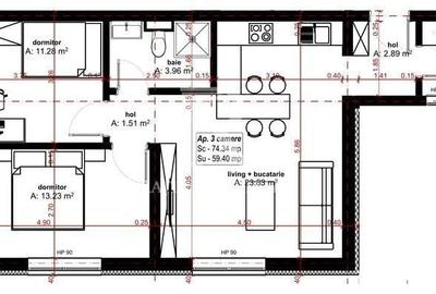 Apartament cu 3 camere în Central