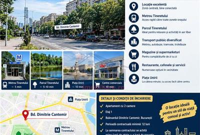 Apartament cu 2 camere decomandat, mobilat în Cantemir