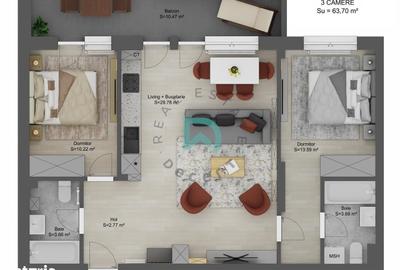 Apartament cu 3 camere în Șelimbăr