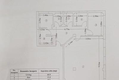 Apartament cu 3 camere decomandat în Central
